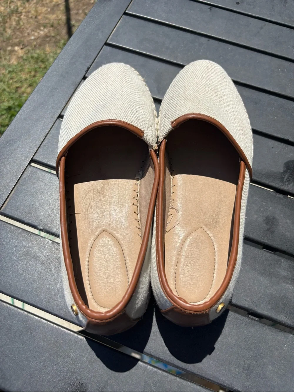 Giani Bernini Women's Cream Espadrilles with Brown Trim